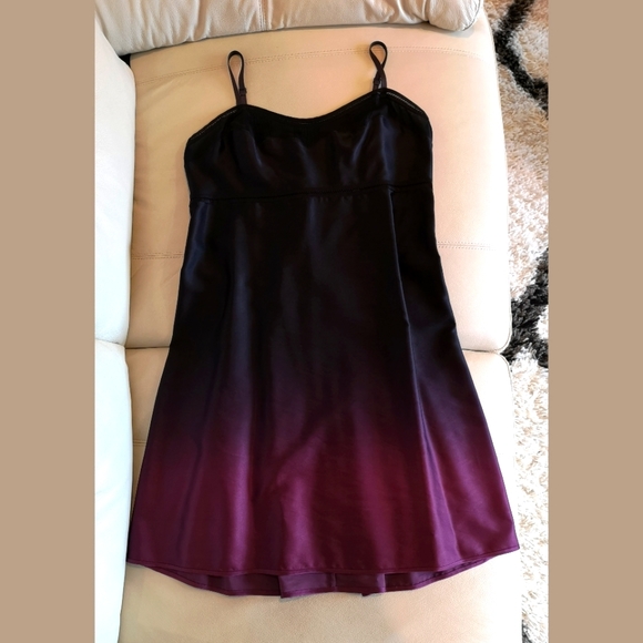 Max Azria Ombre Silk Slip Dress. Black/Eggplant. Size M. - Picture 3 of 3